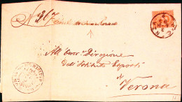 1891-PONTE Di BARBARANO Corsivo Collettoria Su Piego Vicenza (3.6) Affrancata Ef - Marcofilie