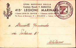 1936-MILANO O.N.B 415 LEGIONE MARINAI Cartolina Invito Per Adunata Viaggiata Mil - Patriottiche