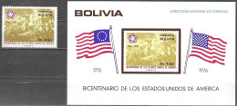 Bolivia Bolivie Bolivien 1976 Independance 200 USA 1776 Michel No. 911A + Bl. 66 MNH Mint Postfr. Neuf ** - Bolivie