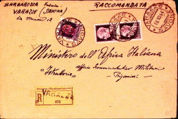 1944-VERONA FERROVIA(UFFICIOSE C.2 (24.10) In Transito Al Verso Di Raccomandata  - Marcofilie