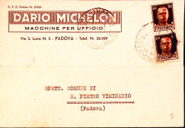 1945-PADOVA Dario Michelangiolescaon Macchine Per Ufficio Intestazione A Stampa  - Marcofilía