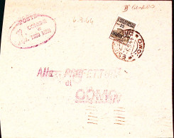 1944-Monumenti C.25 II^tipo Isolato Su Busta Esino Lario (6.9) Tariffa Ridotta S - Storia Postale