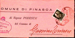 1944-Imperiale Sopr.RSI C.25 Isolato Su Piego Pinasca (11.4) - Marcophilie
