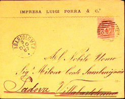 1887-VILLABARTOLOMEA C1+sbarre (3.10) Su Busta Affrancata Effigie C.20 - Storia Postale