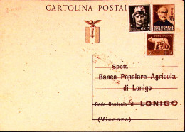1944-Cartolina Postale Mazzini Sopr.privata B. Pop. Agricola Di Lonigo Con Fr.ll - Marcofilie
