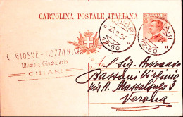 1924-CHIARI C.2 (23.9) Su Cartolina Postale Michetti C.30 Mill. 23 Fori Spillo - Entiers Postaux