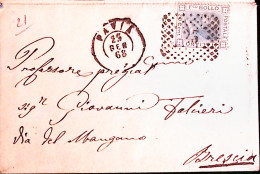 1868-PAVIA C.2 (23.1) + Punti Su Busta Affr. C.20 (L26) - Storia Postale