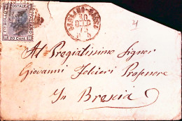 1875-BERGAMO BASSA C1 (30.10) + Punti Su Busta Affr. C.20 (T26) - Storia Postale