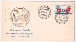 1959-PALERMO XI ASSEMBLEA EUROPEA AGRICOLTURA (10.10) Annullo Speciale Su Busta - 1946-60: Marcophilia