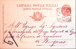 1896-ZOGNO Tondo Riquadrato (25.7) Su Cartolina Postale C.10 Mill. 96 - Entiers Postaux
