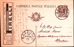 1920-GAZZUOLO C1 (18.4) Su Cartolina Postale Leoni C.15 Mill.19 Tassello Pubblic - Interi Postali