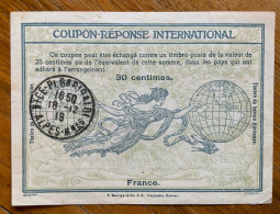 COUPON REPONSE INTERNATIONAL FRANCE 30 C. 1918 - Covers & Documents