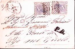 1868-SESTRI PONENTE C.2 + Punti (18.7) E PD Su Busta Affrancata Effigie Due C.20 - Storia Postale