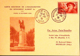 1938-Francia Pro Intellettuali Disoccupati F.1 + C.10 Su Cartolina Via Aerea (12 - Covers & Documents
