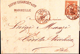 1895-Francia Sage C.30 Isolato Su Lettera Completa Testo Marsiglia (10.2) Per L' - 1876-1898 Sage (Type II)