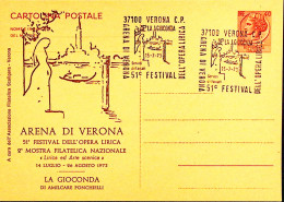 1973-VERONA 51 Festival Opera Lirica La Gioconda Soprastampa Su Cartolina Postal - Verona