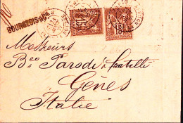 1877-Francia Sage Due C.15 Su Lettera Completa Testo Parigi (24.8) Per L'Italia - 1876-1878 Sage (Typ I)