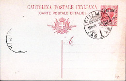 1919-FIUME Cartolina Postale Leoni C.10 Mill. 18 Sopr.Fiume/cent . Di Cor. Timbr - Entiers Postaux