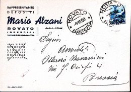 1950-ROVATO Mario Alzani Cartolina Con Intestazione A Stampa (25.6) Affrancata D - 1946-60: Marcophilia