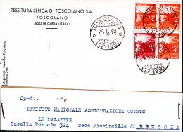 1949-TOSCOLANO Tessitura Serica Cartolina Con Intestazione A Stampa (25.6) Affra - 1946-60: Marcophilia