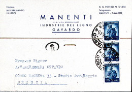 1949-GAVARDO Manenti Industrie Del Legno Cartolina Con Intestazione A Stampa (23 - 1946-60: Marcophilia