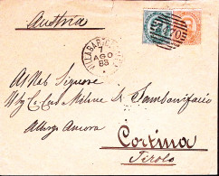 1883-VILLABARTOLOMEA C1+sbarre (7.8) Su Busta Affrancata C.5 E 20 Per L'Austria - Poststempel