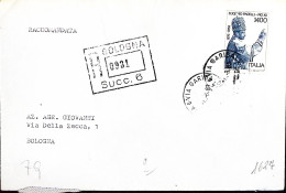 1983-PAPA Eugenio Pacelli Pio XII^lire 1400 Isolato Su Raccomandata Bologna (14. - 1981-90: Storia Postale