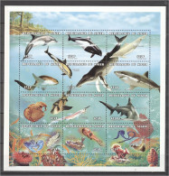 Niger 1998, Dolphin, Whales, Sharks, Crabs, Fishes, Corall, Sheetlet - Schaaldieren