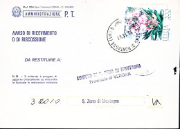 1981-FIORI 1 Serie Oleandro Lire 200 Isolato Su Avviso Ricevimento - 1981-90: Poststempel