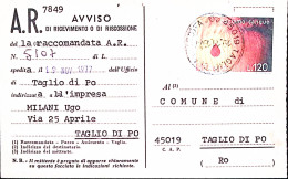 1977-DONATORI SANGUE Lire 120 Su Avviso Ricevimento - 1971-80: Marcophilie