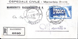1957-EUROPA1956 Lire 60 Isolato Su Piego Raccomandato Manerbio (12.1) - 1946-60: Marcophilia