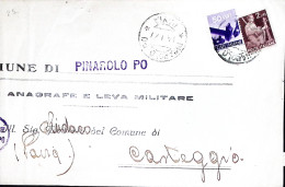 1947-Democratica C.50 + Lire 2 Su Piego Pinarolo Po (14.1) - 1946-60: Marcophilia