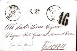 1864-DA COMO A MILANO/ (2) C.2 (16.3) In Transito Al Verso Di Busta Monza Per Ve - Poststempel