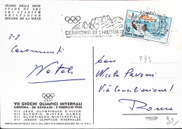 1956-CORTINA VII^Giochi Olimpici Invernali/Cerimonia Di Chiusura (3.2) Annullo S - 1946-60: Marcophilia
