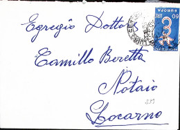 1959-EUROPA1958 Lire 60 Isolato Su Busta Luino (21.6) Per La Svizzera - 1946-60: Poststempel