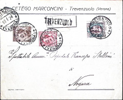 1924-Floreale Lire 1 + Michetti C.40 + Leoni C.10 Su Raccomandata Trevenzuolo (1 - Poststempel