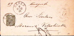1891-CEREA C1+sbarre (6.12) Su Piego Affrancata Cifra C.1 - Poststempel