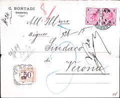 1899-Austria Trient/Banhof C1 (23.1) Su Busta Affrancata Coppia K.5 Per Verona E - Other & Unclassified