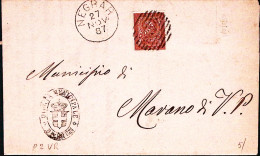 1887-NEGRAR C1+sbarre (27.11) Su Piego Affrancata C.2 - Marcophilia