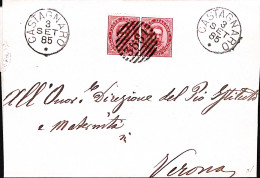 1885-CASTAGNARO C1+sbarre (3.9) Su Piego Affrancata Coppia C.10 - Storia Postale