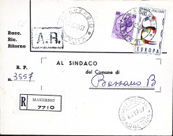 1957-EUROPA1957 Lire 60 + Siracusana Lire 50 Su Piego Raccomandato Manerbio (23. - 1946-60: Marcophilia