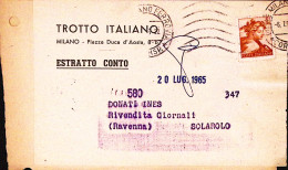 1965-Michelangiolesca Lire 5 Isolato Su Estratto Conto Giornali Milano (6.7) - 1961-70: Marcophilie