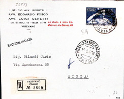 1957-CANOVA Lire 80 Su Piego Raccomandato Vigevano (13.8) - 1946-60: Poststempel