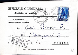 1954-ESPOSIZIONE Dell'AGRICOLTURA Lire 60 Isolato Su Cartolina Raccomandata Aper - 1946-60: Marcophilia