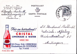 1959-Belgio Cartolina Postale F.1,50 Tassello Pubblicitario Cristal Limonade Et  - Autres & Non Classés