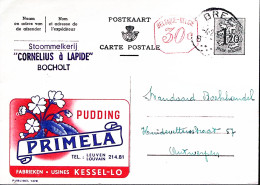 1959-Belgio Cartolina Postale F.1,20 + C.30 Tassello Pubblicitario Pudding Prime - Autres & Non Classés