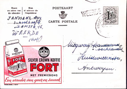 1955-Belgio Cartolina Postale F.1,20 Tassello Pubblicitario Silver Crown Koffie  - Other & Unclassified