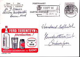 1955-Belgio Cartolina Postale F.1,20 Tassello Pubblicitario Ferd. Tierenteyn S P - Autres & Non Classés
