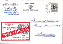 1956-Belgio Cartolina Postale F.1,20 Tassello Pubblicitario Thee Tensifal Viaggi - Autres & Non Classés