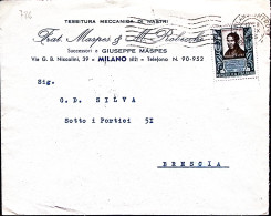 1953-BASSI Lire 25 Isolato Su Busta Milano (8.9) - 1946-60: Poststempel